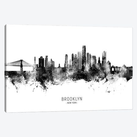 Brooklyn New York Skyline Name Black & White Canvas Print #MTO3449} by Michael Tompsett Art Print