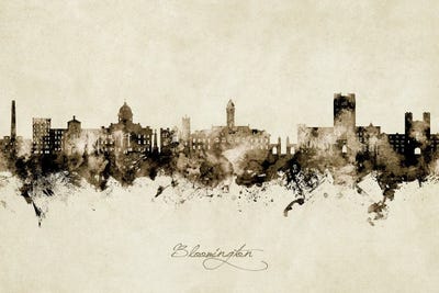 Bloomington Indiana Skyline Vintage by Michael Tompsett art print