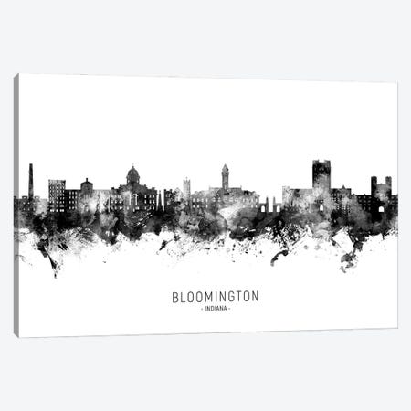 Bloomington Indiana Skyline Name Black & White Canvas Print #MTO3452} by Michael Tompsett Canvas Artwork