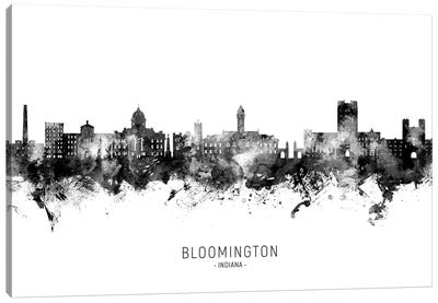 Bloomington Indiana Skyline Name Black & White Canvas Art Print - Indiana Art
