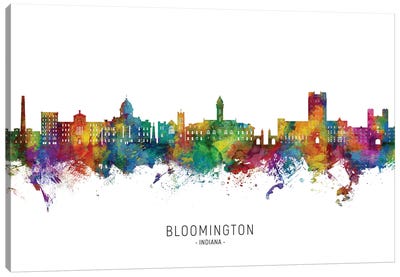 Bloomington Indiana Skyline City Name Canvas Art Print - Indiana Art