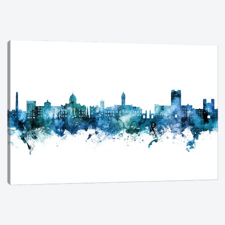 Bloomington Indiana Skyline Blue Teal Canvas Print #MTO3454} by Michael Tompsett Canvas Print