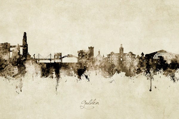 Colorado: Golden Colorado Skyline Vintage by Michael Tompsett