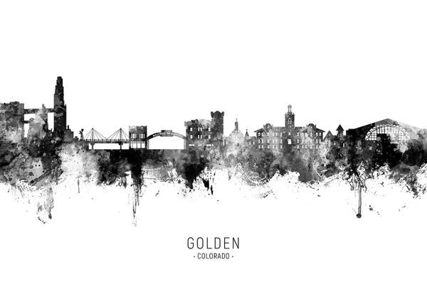 Golden Colorado Skyline Name Black & White