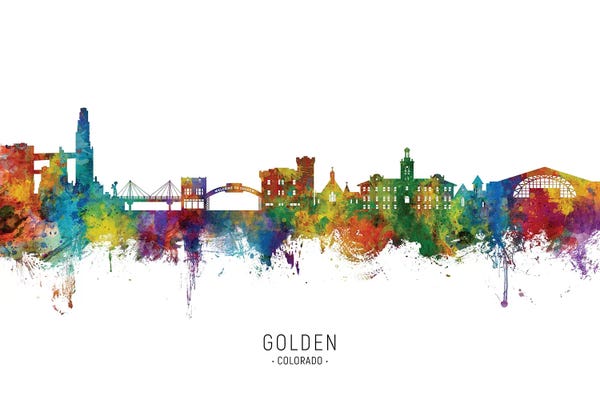 Colorado: Golden Colorado Skyline City Name by Michael Tompsett