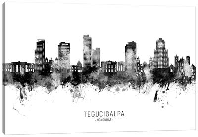 Tegucigalpa Honduras Skyline Name Black & White Canvas Art Print - Honduras