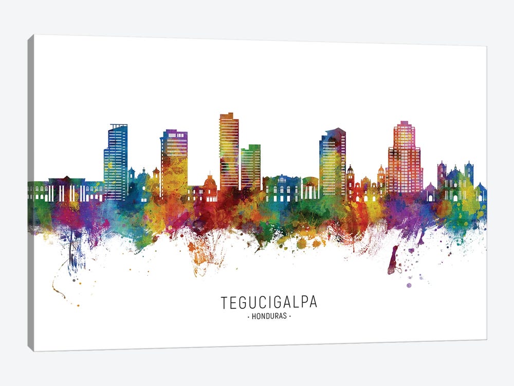 Tegucigalpa Honduras Skyline City Name by Michael Tompsett 1-piece Canvas Print