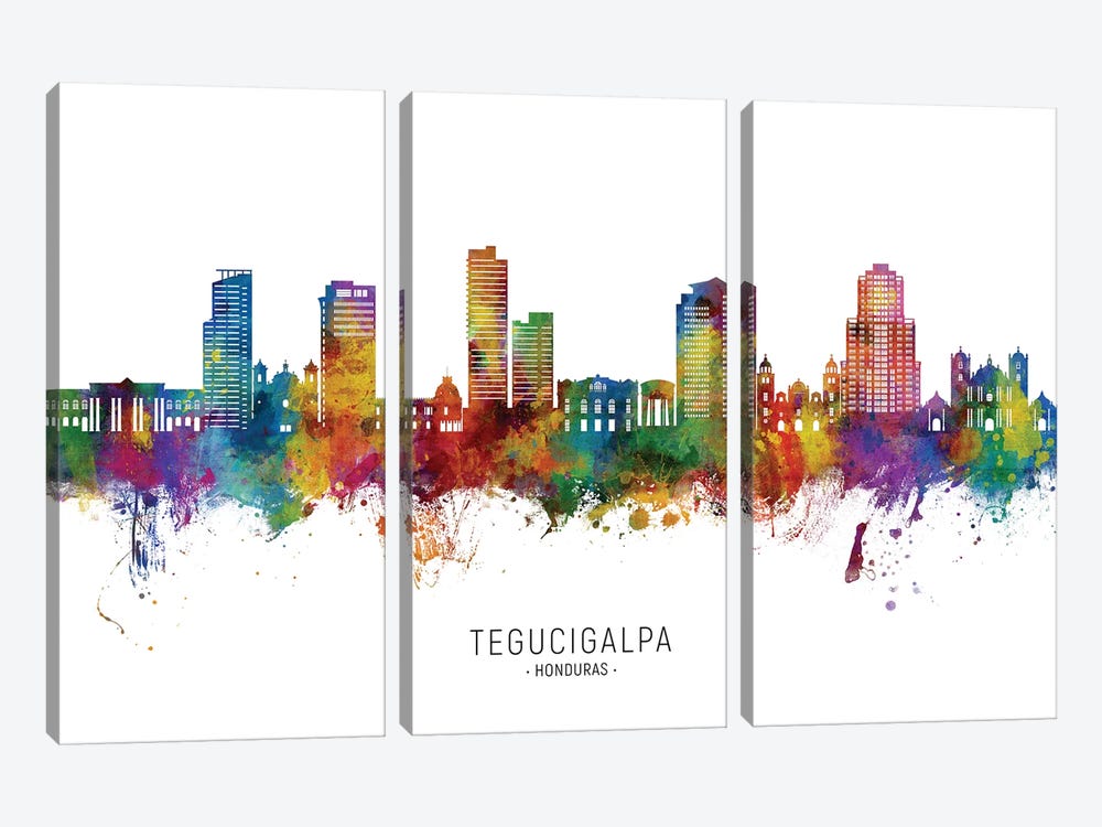 Tegucigalpa Honduras Skyline City Name by Michael Tompsett 3-piece Canvas Print