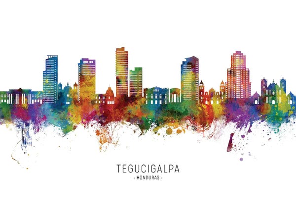 Honduras: Tegucigalpa Honduras Skyline City Name by Michael Tompsett