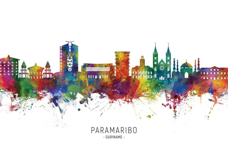 Paramaribo Suriname Skyline City Name by Michael Tompsett wall art