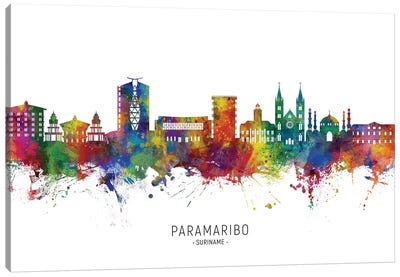 Paramaribo Suriname Skyline City Name Canvas Art Print