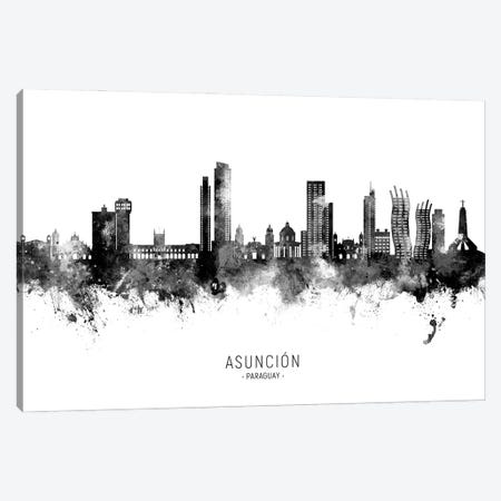 Asuncion Paraguay Skyline Name Black & White Canvas Print #MTO3464} by Michael Tompsett Canvas Artwork