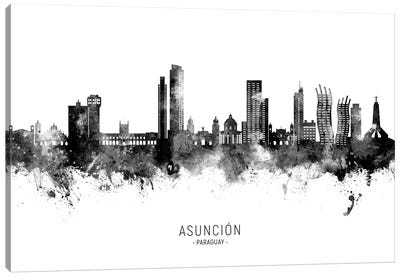 Asuncion Paraguay Skyline Name Black & White Canvas Art Print