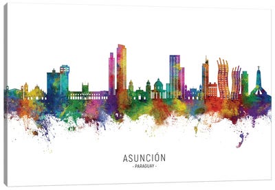 Asuncion Paraguay Skyline City Name Canvas Art Print