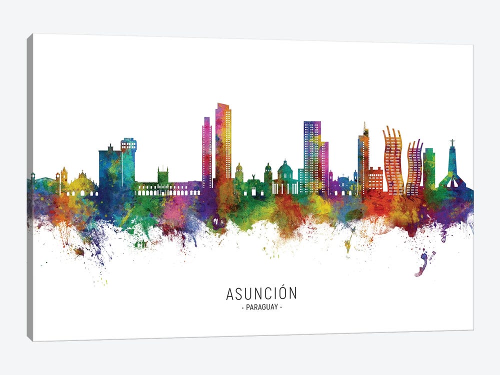 Asuncion Paraguay Skyline City Name by Michael Tompsett 1-piece Art Print