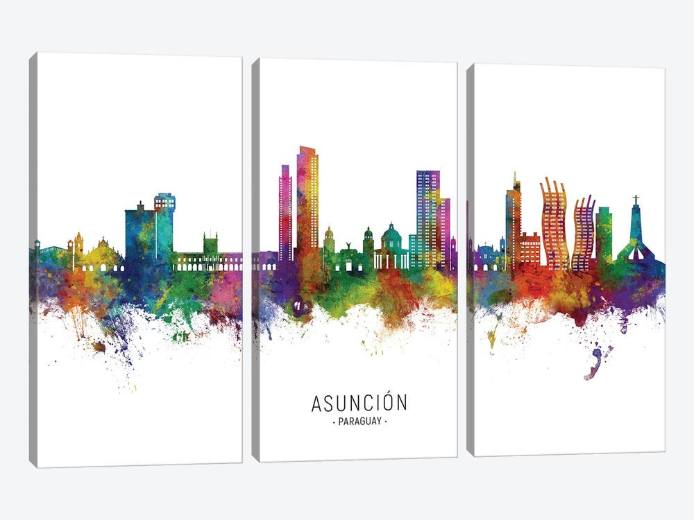Asuncion Paraguay Skyline City Name by Michael Tompsett 3-piece Art Print