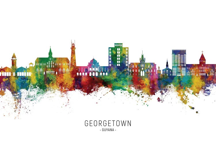 Georgetown Guyana Skyline City Name by Michael Tompsett wall art