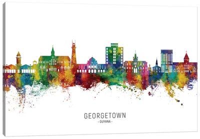 Georgetown Guyana Skyline City Name Canvas Art Print - South America Art
