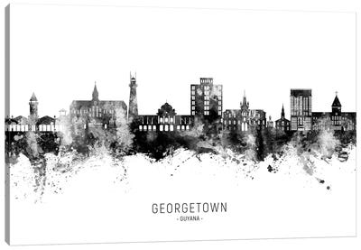 Georgetown Guyana Skyline Name Black & White Canvas Art Print - South America Art