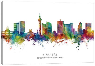 Kinshasa Skyline City Name Canvas Art Print