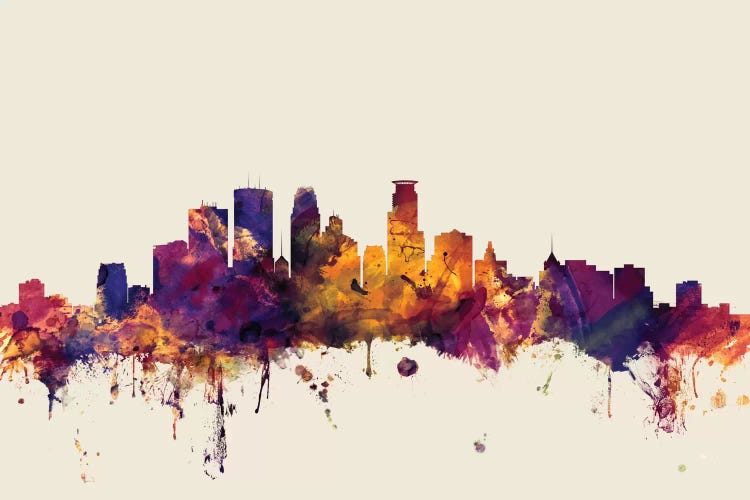 Minneapolis, Minnesota, USA On Beige by Michael Tompsett wall art