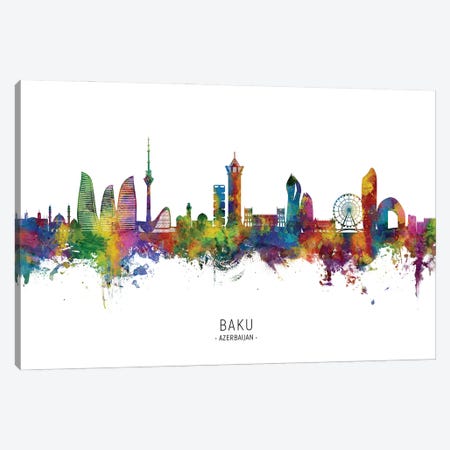 Baku Azerbaijan Skyline City Name Canvas Print #MTO3470} by Michael Tompsett Canvas Artwork