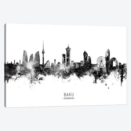 Baku Azerbaijan Skyline Name Black & White Canvas Print #MTO3471} by Michael Tompsett Canvas Artwork