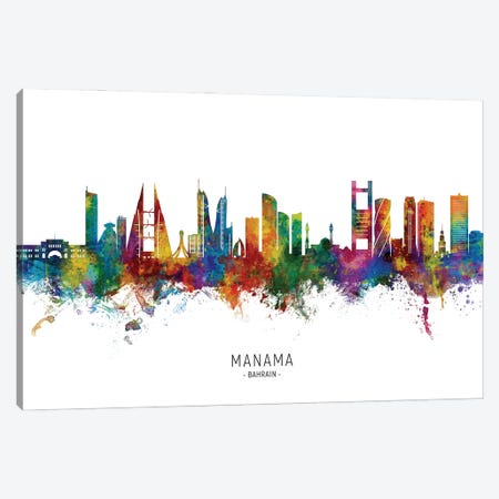 Manama Bahrain Skyline City Name Canvas Print #MTO3472} by Michael Tompsett Canvas Art