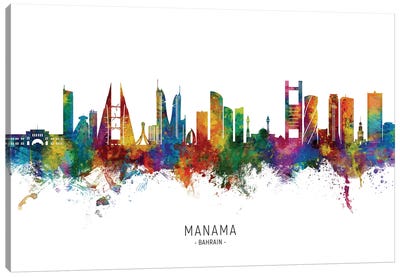 Manama Bahrain Skyline City Name Canvas Art Print