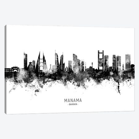 Manama Bahrain Skyline Name Black & White Canvas Print #MTO3473} by Michael Tompsett Canvas Art