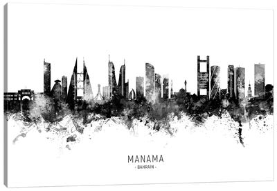 Manama Bahrain Skyline Name Black & White Canvas Art Print