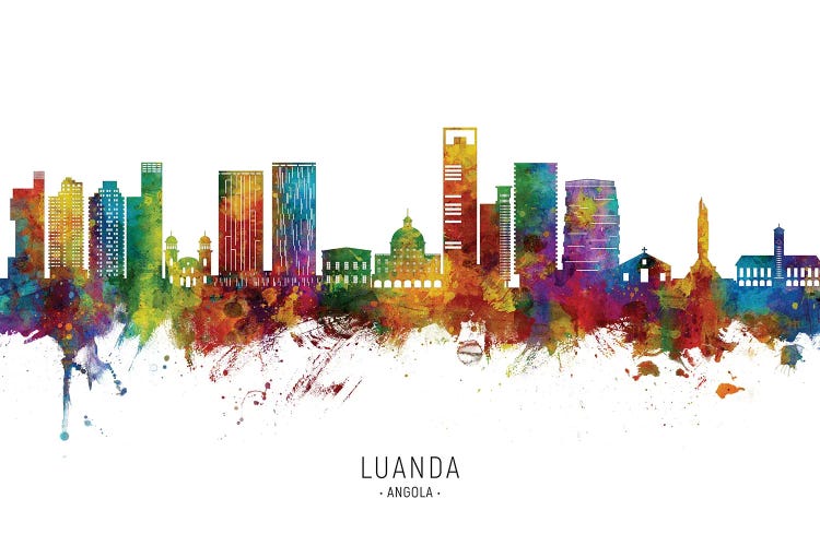 Luanda Angola Skyline City Name by Michael Tompsett wall art