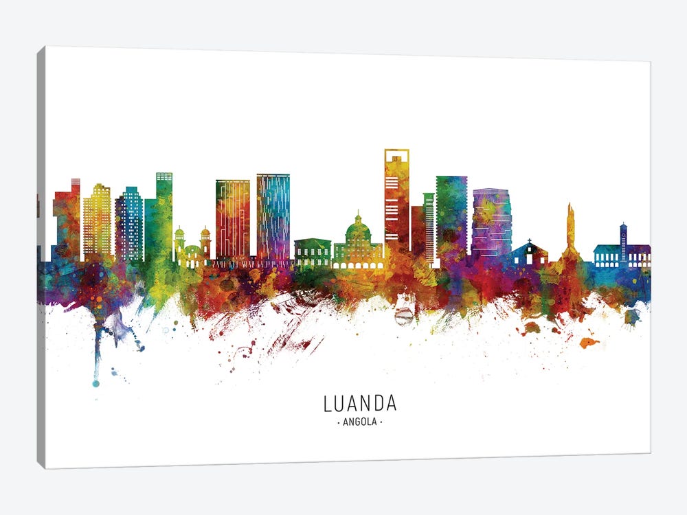 Luanda Angola Skyline City Name by Michael Tompsett 1-piece Canvas Art Print