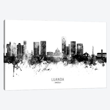 Luanda Angola Skyline Name Black & White Canvas Print #MTO3475} by Michael Tompsett Canvas Print