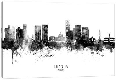 Luanda Angola Skyline Name Black & White Canvas Art Print