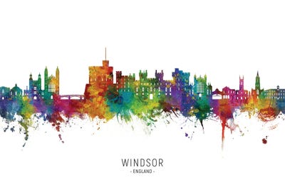 Windsor England Skyline City Name by Michael Tompsett canvas print