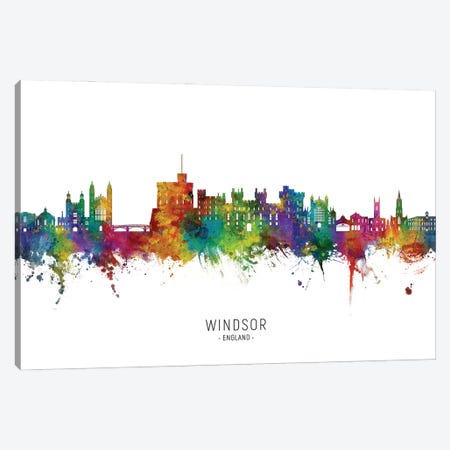 Windsor England Skyline City Name Canvas Print #MTO3476} by Michael Tompsett Canvas Print