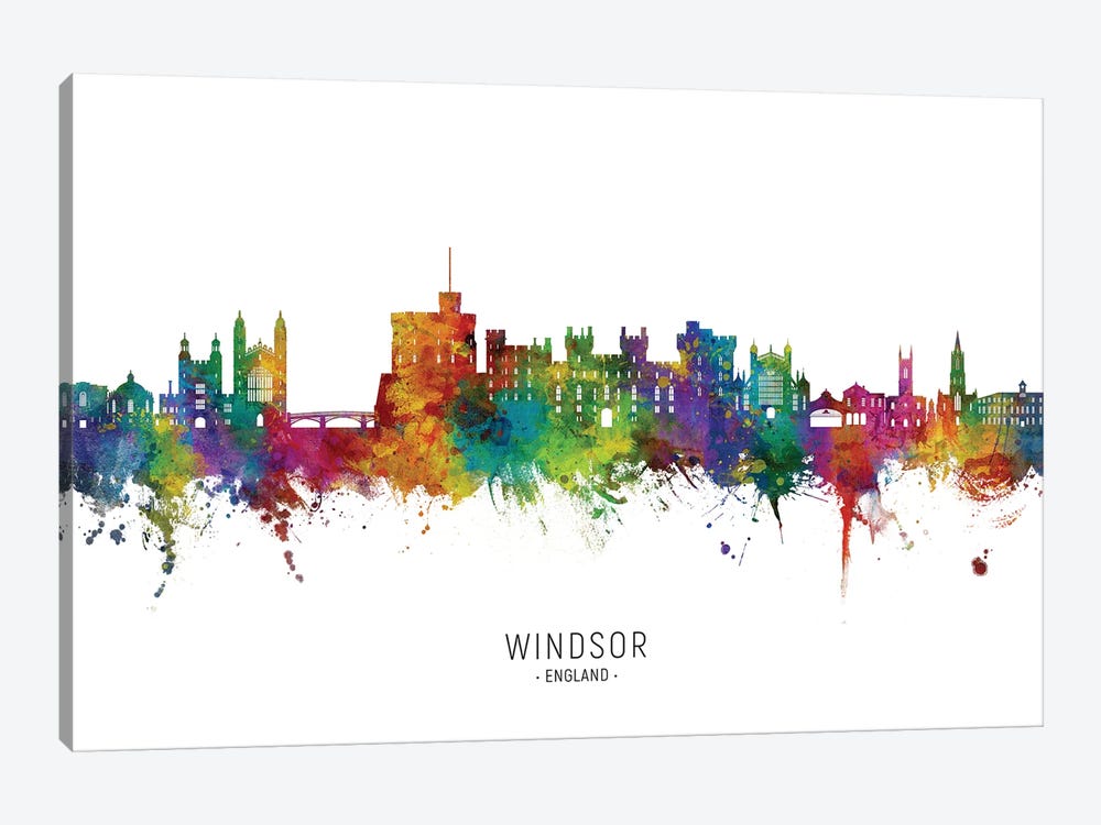 Windsor England Skyline City Name by Michael Tompsett 1-piece Art Print