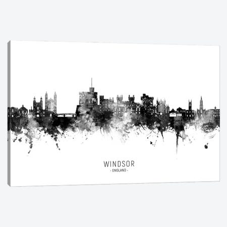 Windsor England Skyline Name Black & White Canvas Print #MTO3477} by Michael Tompsett Canvas Art Print