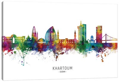 Khartoum Sudan Skyline City Name Canvas Art Print