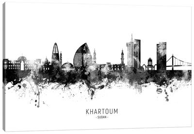 Khartoum Sudan Skyline Name Black & White Canvas Art Print