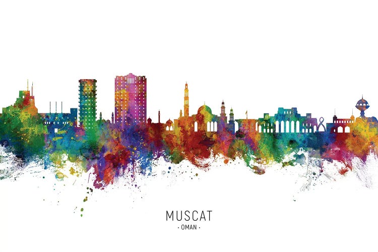 Muscat Oman Skyline City Name by Michael Tompsett wall art