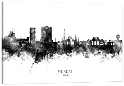 Muscat Oman Skyline Name Black & White Canvas Art Print - Oman