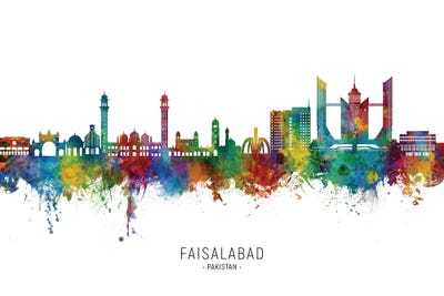 Faisalabad Pakistan Skyline City Name by Michael Tompsett framed canvas print