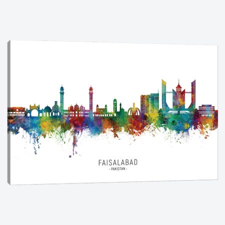 Faisalabad Pakistan Skyline City Name Canvas Print #MTO3482} by Michael Tompsett Art Print