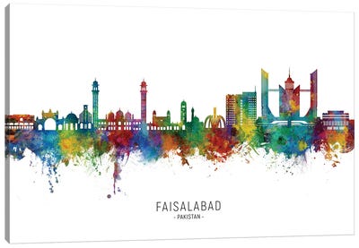 Faisalabad Pakistan Skyline City Name Canvas Art Print - Pakistan