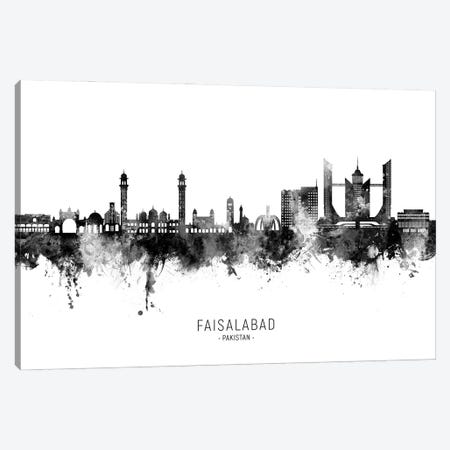 Faisalabad Pakistan Skyline Name Black & White Canvas Print #MTO3483} by Michael Tompsett Canvas Print