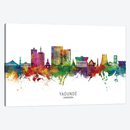 Yaounde Cameroon Skyline City Name Canvas Print #MTO3484} by Michael Tompsett Canvas Wall Art