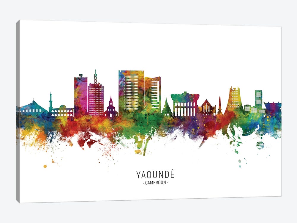 Yaounde Cameroon Skyline City Name by Michael Tompsett 1-piece Canvas Art