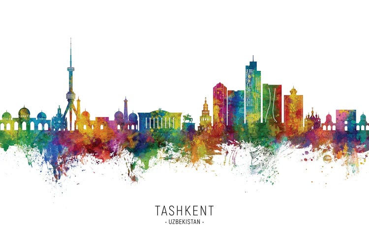 Tashkent Uzbekistan Skyline City Name by Michael Tompsett wall art